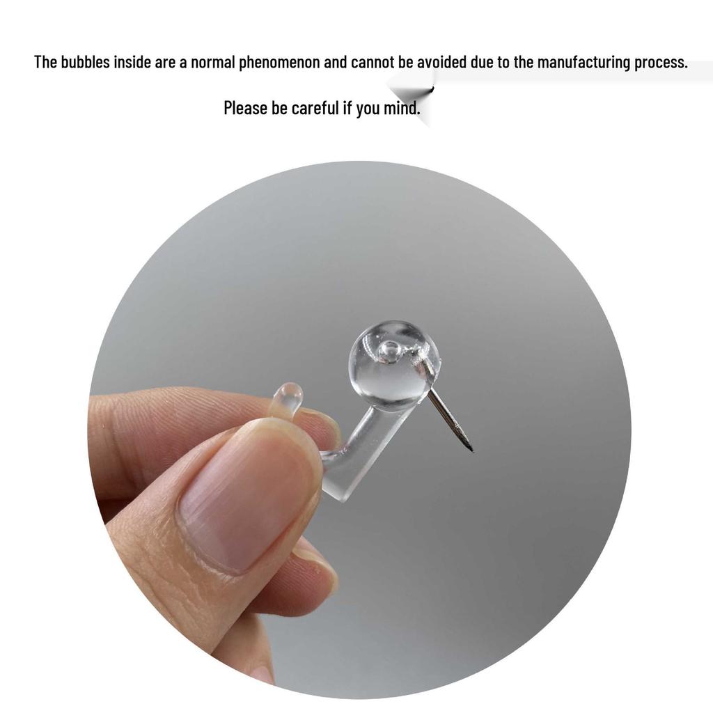 50-100 Pack Black & Transparent Thumbtack Hooks - Wall Nails for Document Hanging