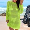 Gehäkeltes Strandkleid mit Lochmuster, locker geschnitten, langärmelig, leicht, ideal als Überwurf für den Sommerurlaub