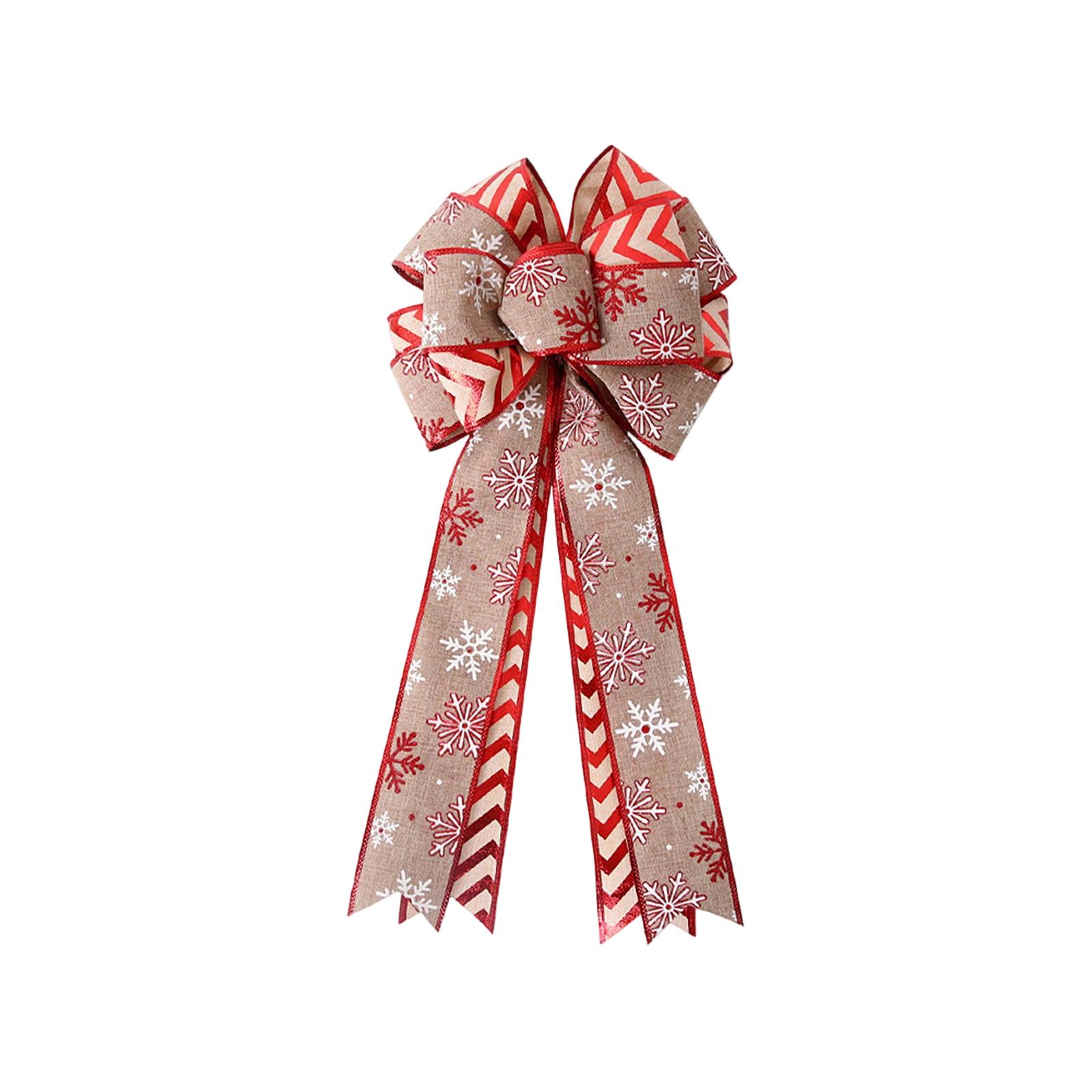 

Рождественские украшения Высококачественный золотой бархатный бант Рождественский флокированный бант Большой красный One Size