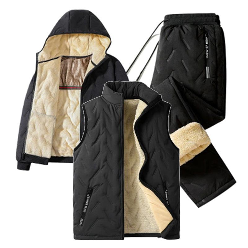 

Зимний спортивный кашемировый терможилет, комплект из трех предметов, прямые брюки, мужские графеновые утепленные спортивные брюки длиной до щиколотки XXL