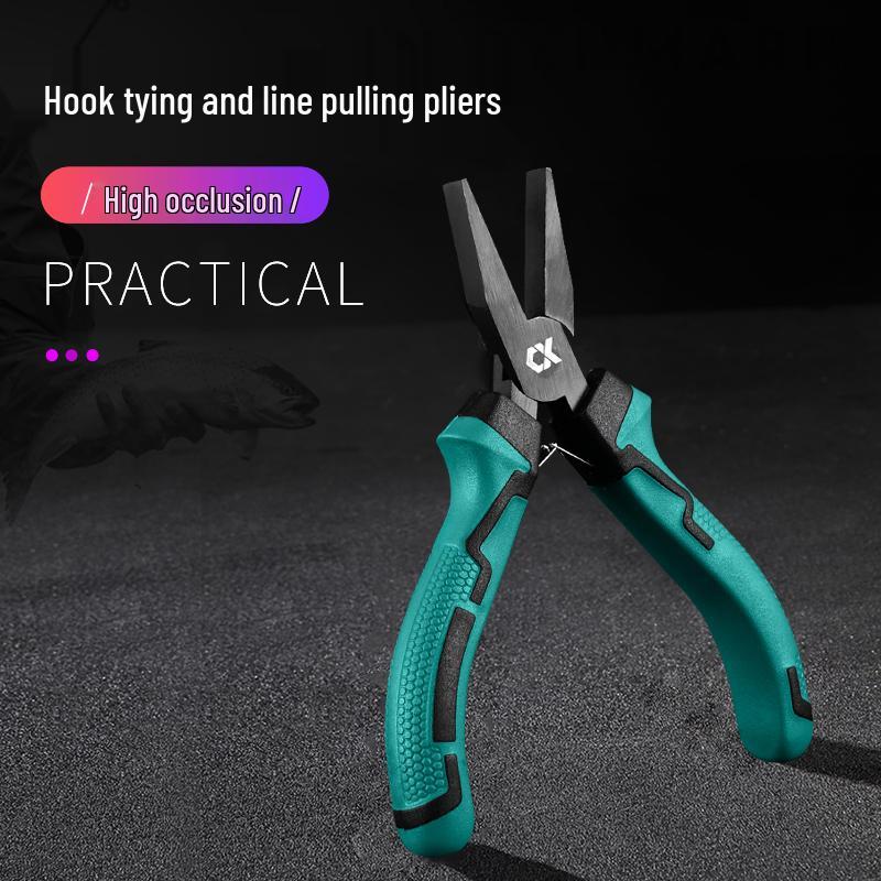 

Багатофункціональний рибальський пінцет: Вузлоязалка, Тримач для волосіні, Затискач для повідця, Інструмент для виймання гачка з плоскої пащі.