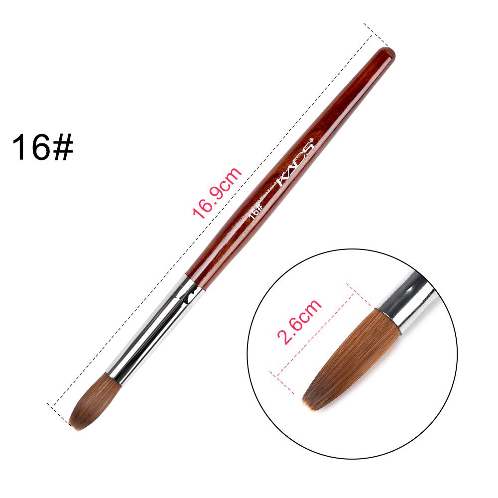 kads Kolinsky Sable Acryl-Nagelkunstpinsel, Nagelverlängerung, UV-Nagelgel, Schnitzstiftpinsel, flacher, runder roter Holz-Acrylpinsel