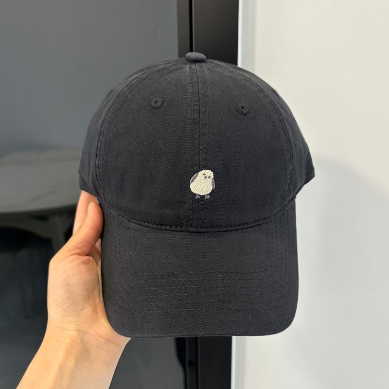 Cute cartoon chick embroidered baseball cap female new wide brim showing face small hat soft top cap male