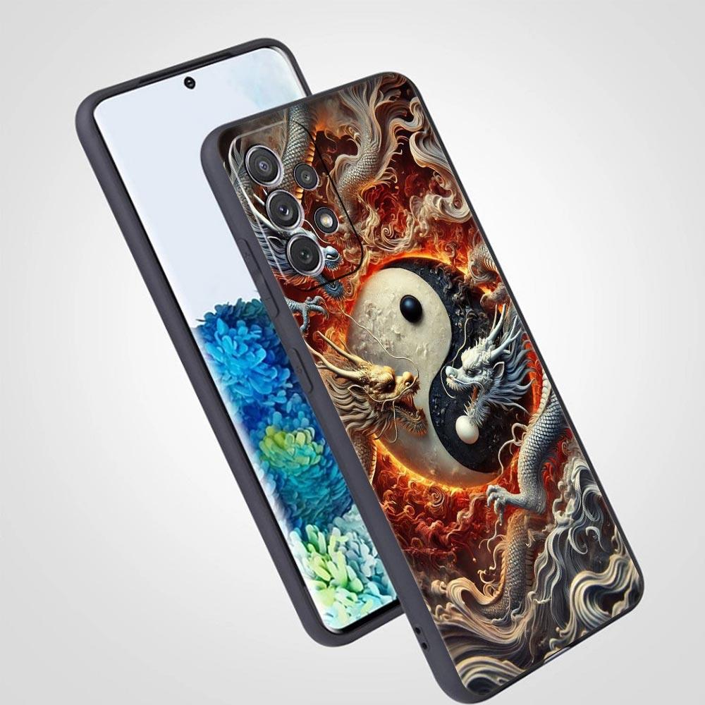 Chinoiserie Loong Flower Dragon Phone Case for Samsung Galaxy A55 A35 A15 A14 A13 A25 A54 A51 A71 A72 A73 A32 A52 A41 Soft TPU