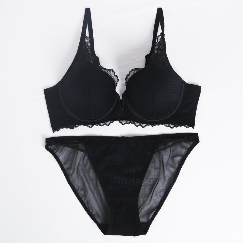 

Sexy lace French underwear women s soft steel ring, small breasts gather bras, large breasts show small anti-sagging upper support bra cover 70B чорний