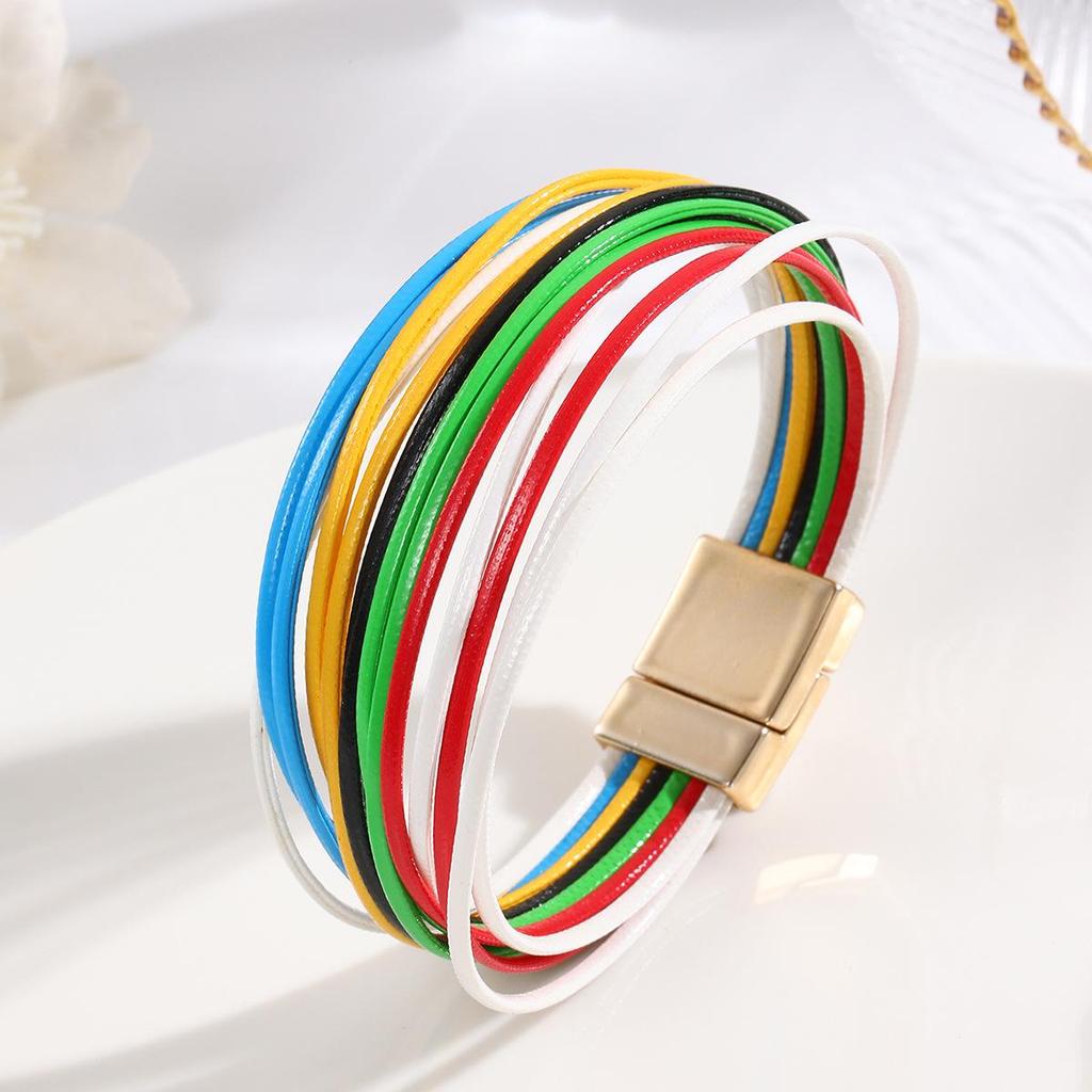 Bohemian Multi-Layer PU Leather Women's Bracelet - Fashionable & Versatile Wristband
