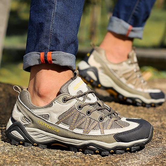 Large Outdoor Hiking Shoes for Couples, Spring and Summer Sports Shoes, Men's and Women's Mesh Fabric Anti Slip Travel Off-road Shoes
