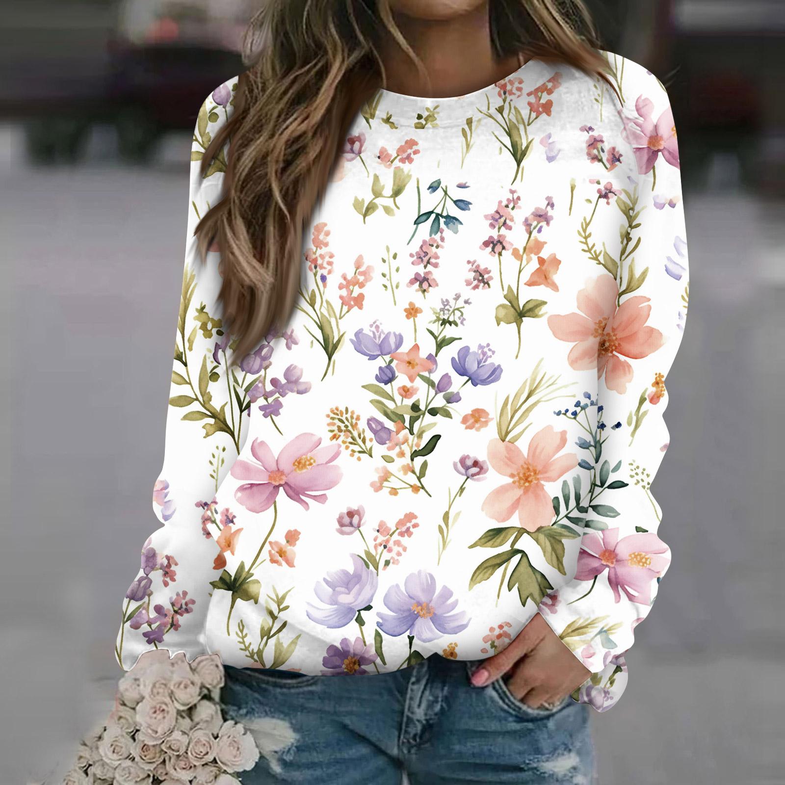 

Жіночий модний повсякденний світшот з довгим рукавом та різдвяним принтом на шиї XXL білий