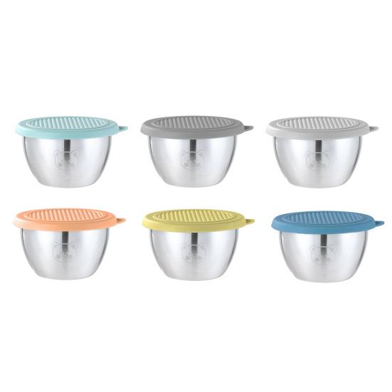 3/6Pcs Sauce Cups Salad Dressing Containers 50ml Reusable Leak-Proof Stainless Steel Sauce Containers with Silicone Lids