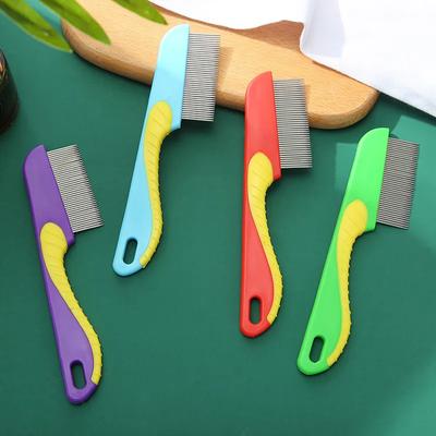 Pet Dog Cat Anti Lice Comb Stainless Steel Long And Short Needle Dog Grooming Comb Deworming Eggs Knot Grooming Grate Flea Combs