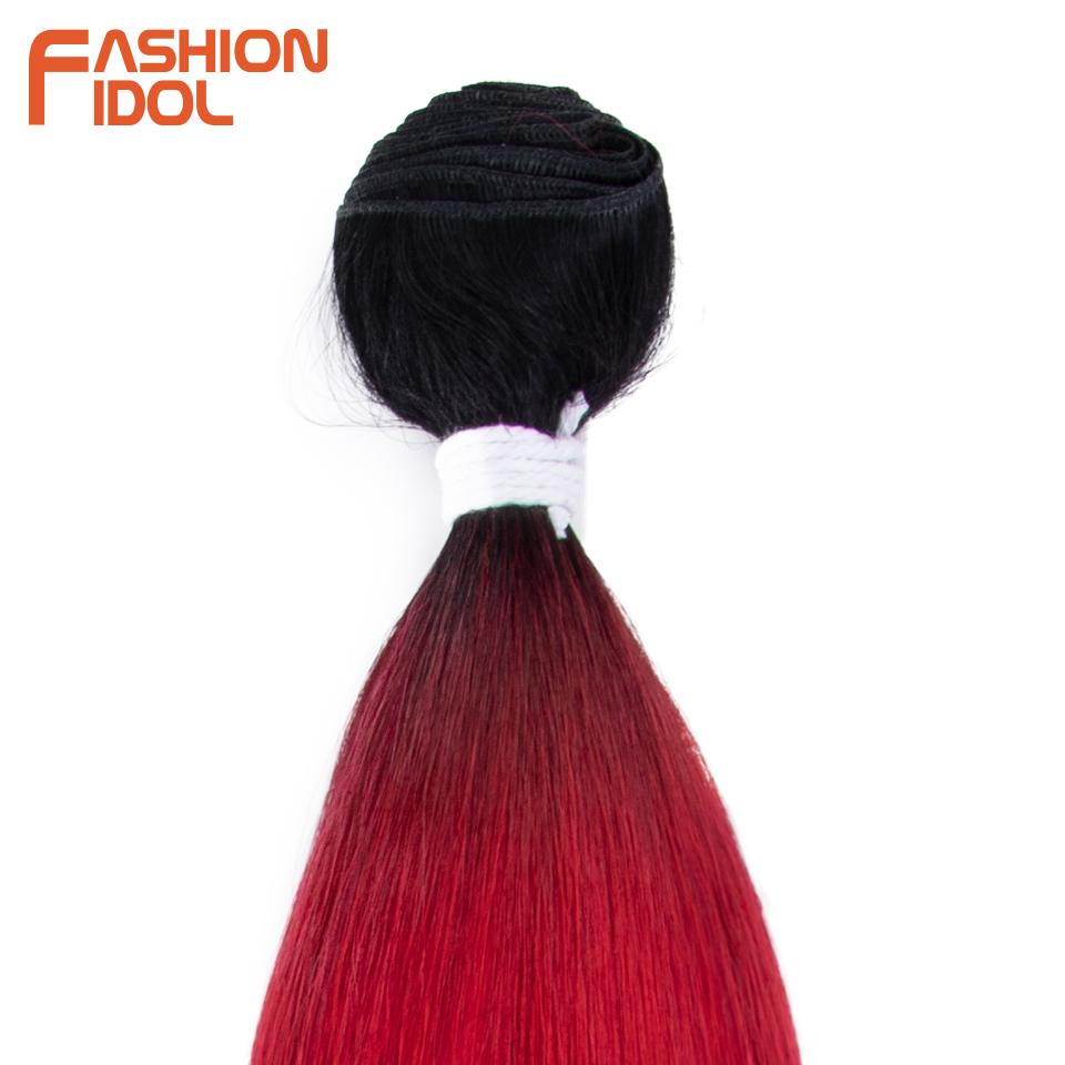 FASHION IDOL Synthetische Haarsträhnen 30 Zoll Salon Yaki Glattes Haar Ombre Rot Hochtemperaturfaser Pferdeschwanz Haarverlängerungen