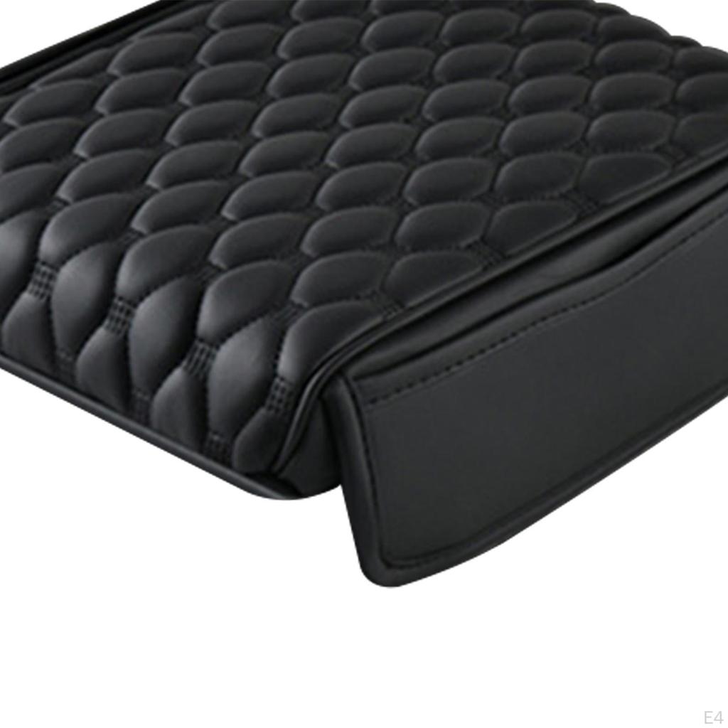 Car Armrest Cushion Pillow PU Leather with Storage Pocket Arm Rest Pad Box Cover