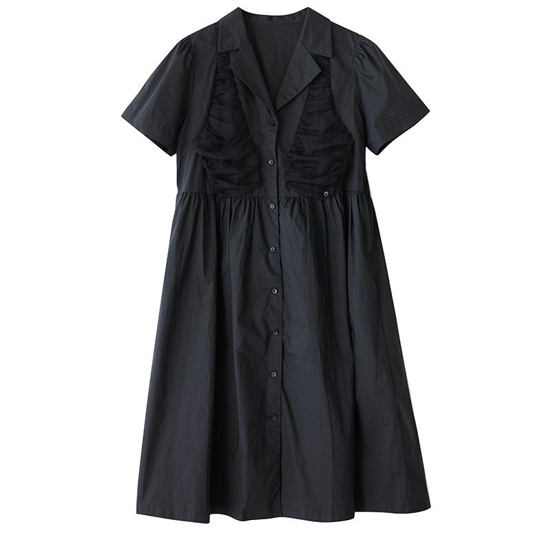 Short Sleeve Plus Size Cotton Mesh Vintage New In Dresses for Women Casual Loose Long Summer Shirt Dress