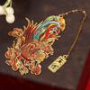 New Chinese Style Retro Mythical Bookmark With Tassel Creative Metal Hollow Dragon Tiger Book Clip Student Gift Office Supplies