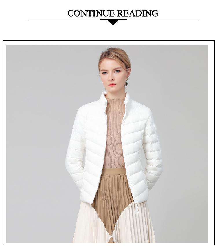 Women's Lightweight White Duck Down Jacket - 2026 Autumn/Winter, Warm Versatile Outerwear with Stand Collar