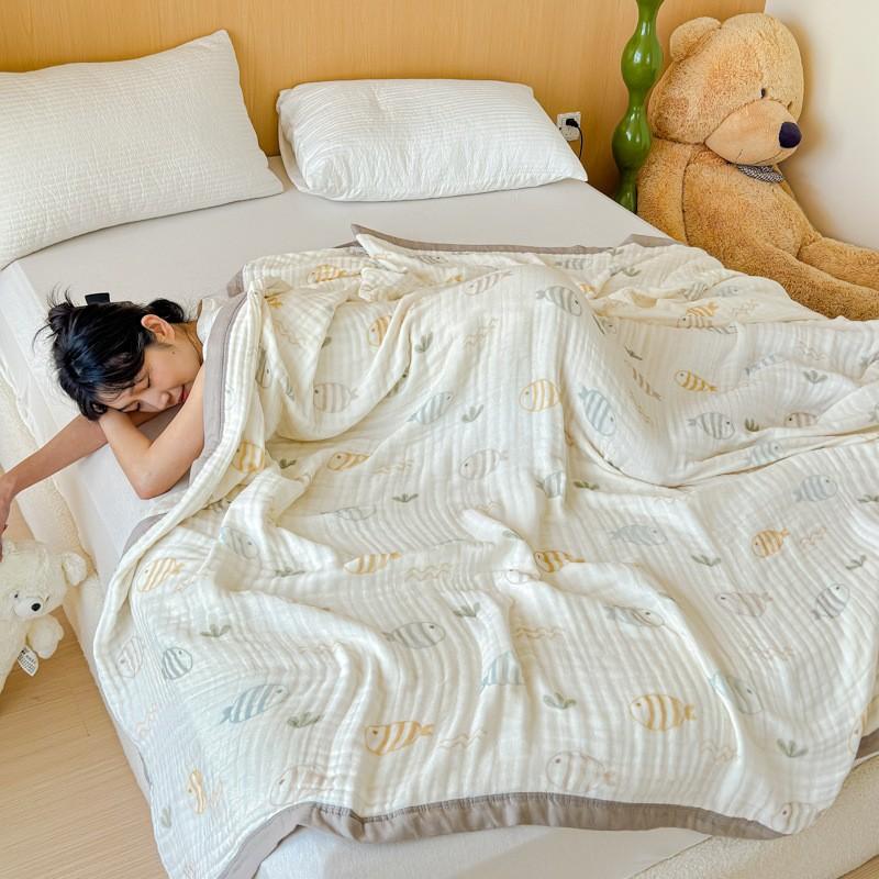 100% Cotton Blanket Breathable Towel for Kids Blankets Skin-friendly Plaid Nap Blankets Super Soft Bedsheet Travel Shawl