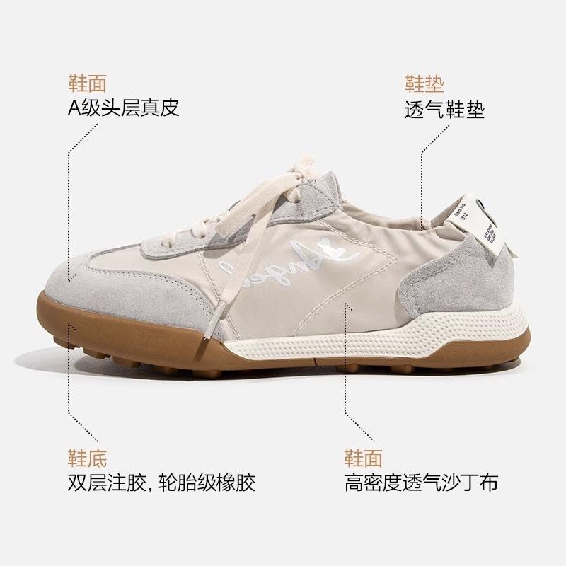 Leather ballet series new women's casual retro sports inner height-increasing white shoes