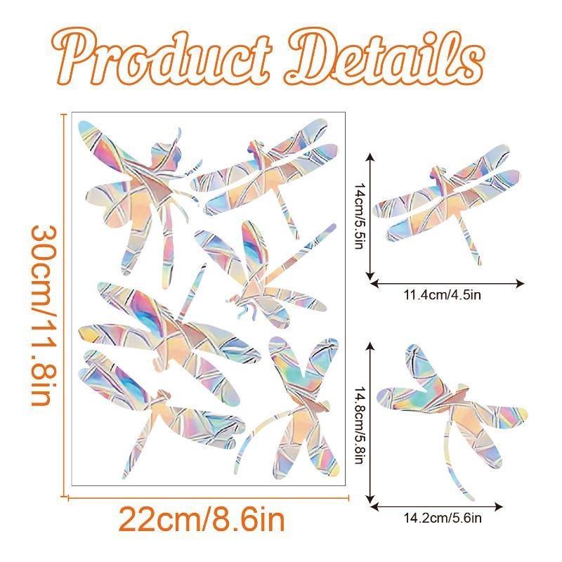 

Sunshine Catcher Colorful Window Sticker Suncatcher Rainbow Prism Butterfly Static Glass Sticker PVC Anti Collision Window Sticker Dragonflies