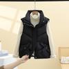 Down Cotton Vest Women's Outer Wear European Rhombus Fashion Pocket Zipper Cotton-padded Jacket Vest Autumn and Winter New
