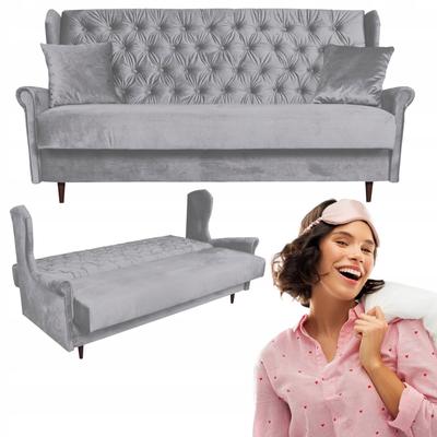 Sofa with Sleeping Function WELUR 3-seater Sofa Bed Gray GAJA