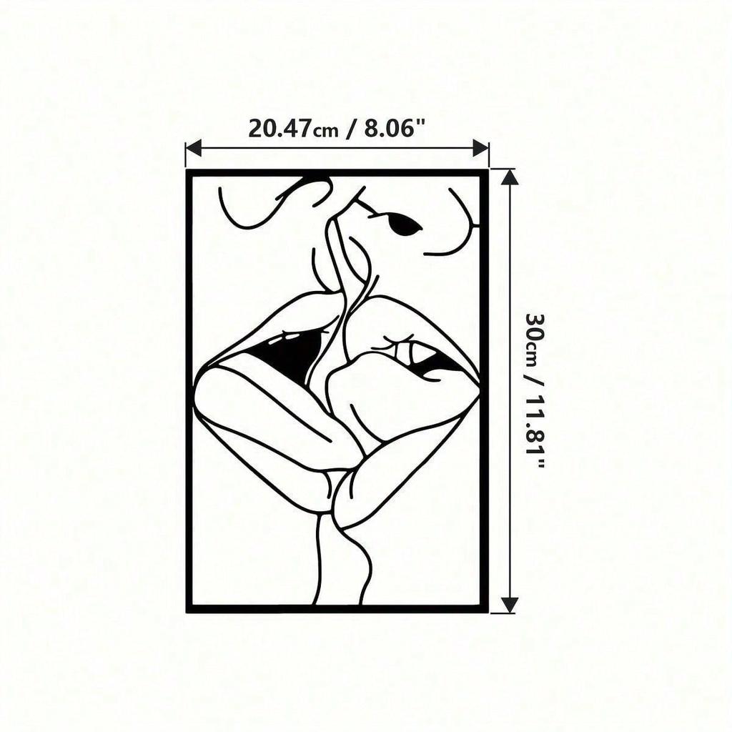 1 minimalistisches Metallwandbild „Mund zu Mund“ – moderne Wohndekoration für Schlafzimmer, Wohnzimmer oder Badezimmer.