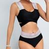 Women's Ribbed Stitching High Waist Tummy Control Bikini Swimsuit Two-Piece