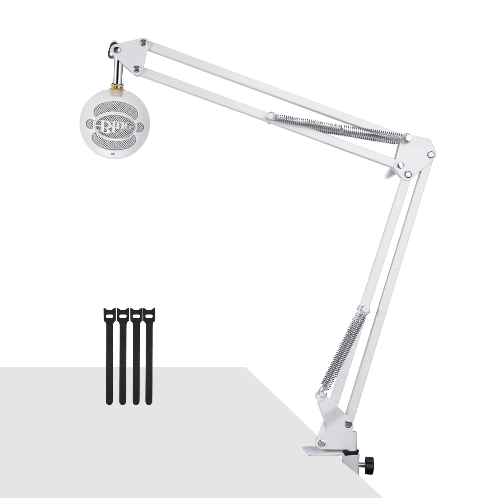 

White Boom Arm for Blue Snowball Ice Microphone, Professional Adjustable Blue Snowball White Microphone Boom Arm, White Stand Compatible with