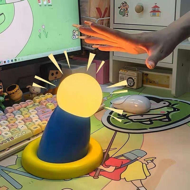 Doraemon 2D Animation Peripheral Creative Cute Round Hand Shape Home Bedroom Bedside Night Lamp Desktop Decoration Ornament Gift