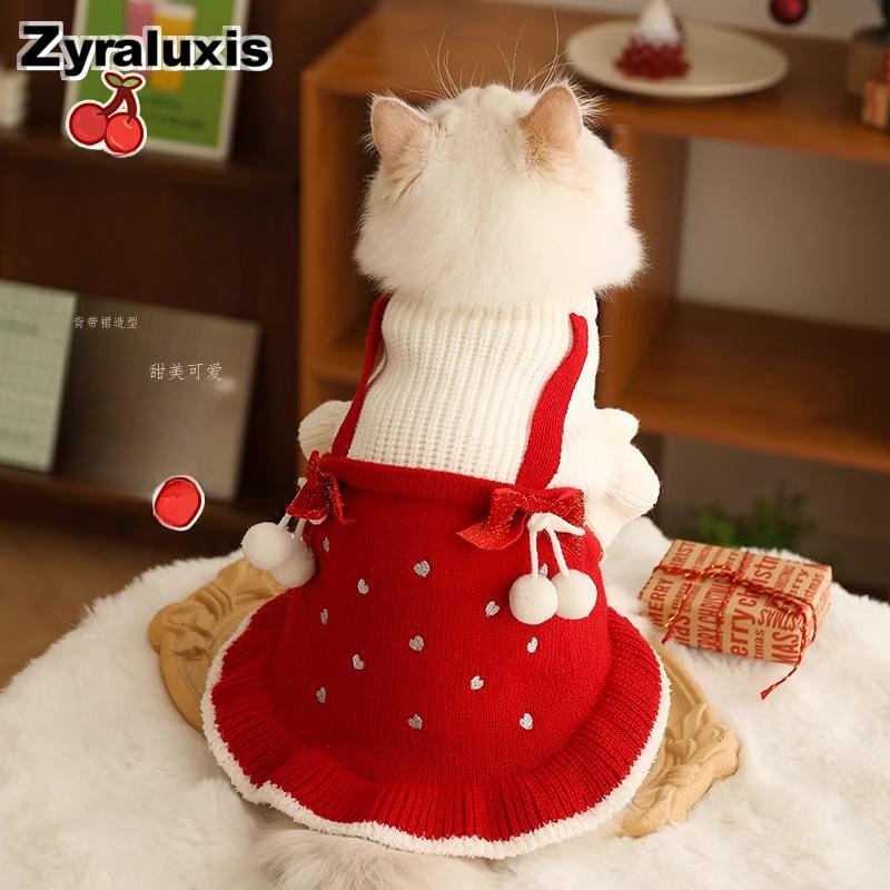 Cat Clothes Kitten Ragdoll Winter German Christmas Wool Sweater Pet Winter Warm Anti-Hairfall
