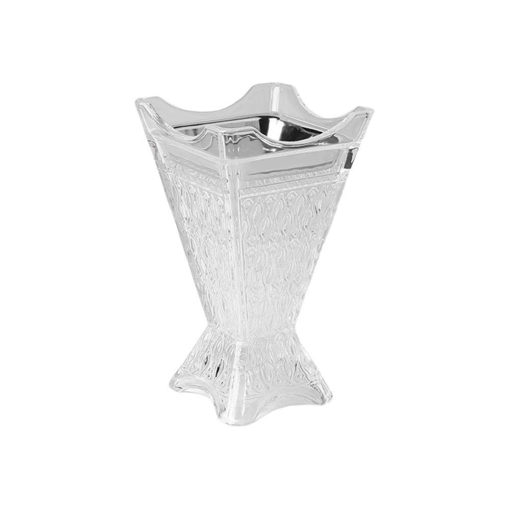 Arabic Style Glass Incense Burner Nordic Ironwork Clear Engraved Square Incense Holder Ornament Four-Corner Design