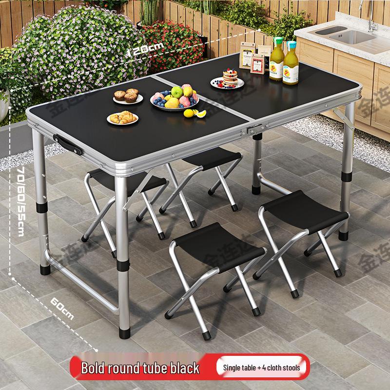 Portable Aluminum Folding Table for Outdoor Dining and Market Stalls - Adjustable and Compact