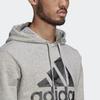 Adidas Solid Color Logo Print Hooded Drawstring Long Sleeve Sweatshirt Men Tops Gray GL0020