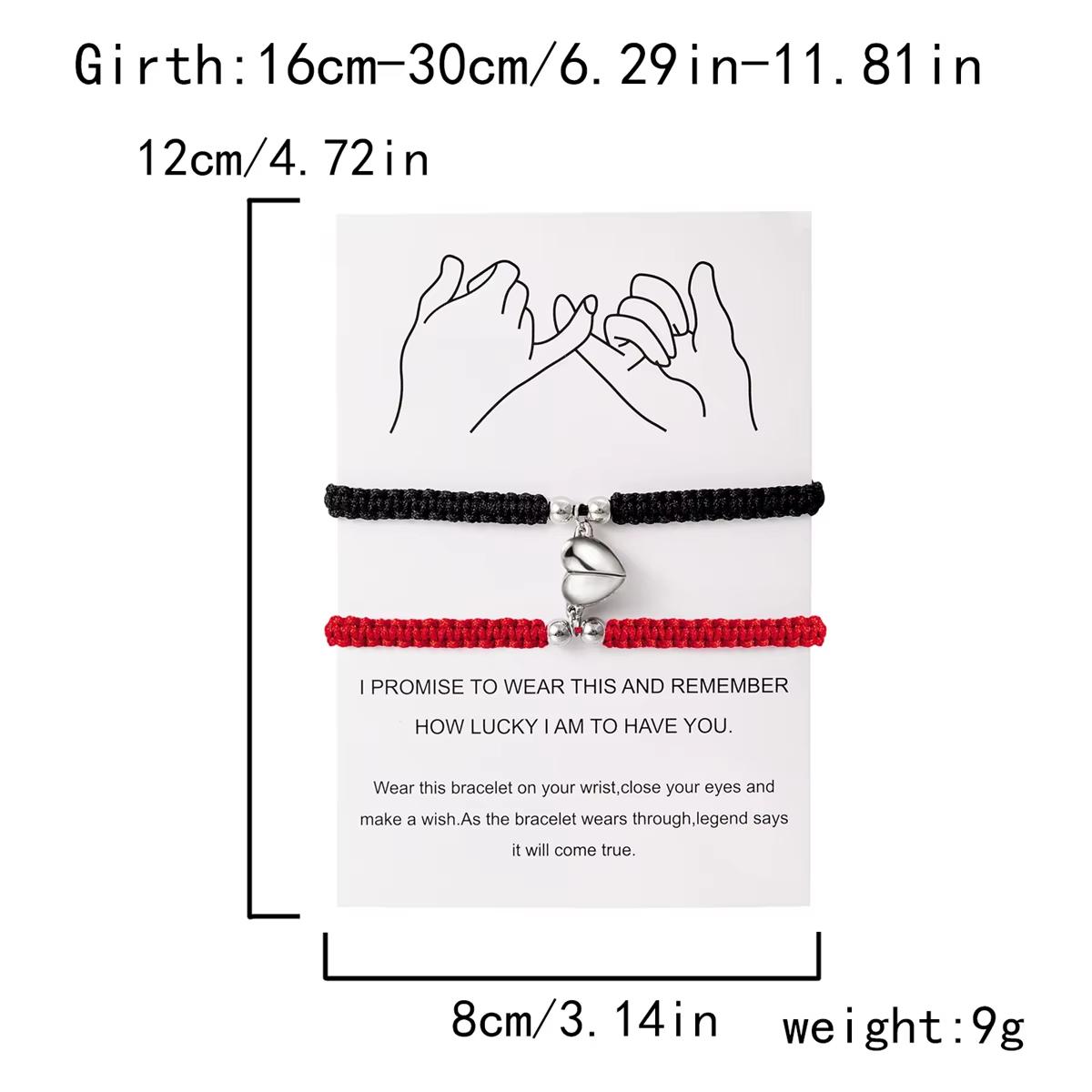 

2Pcs/Set Romantic Heart Magnetic Attract Couple Bracelet For Women Men Fashion Braided Rope Matching Bracelet Friendship Jewelry