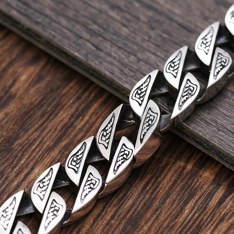 New Fashion Domineering And Rough Vintage Men's Silver Color Bracelet Personality Fashion Locomotive Friends Silver Bracelet