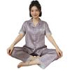 Light Luxury Style Ice Silk Girl Pajamas Summer Short Sleeves Trousers Cool Jacquard Lace Lace Loungewear