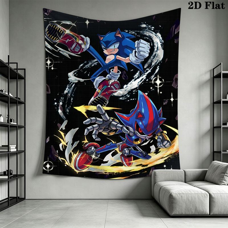 Hedgehog Sonic Thrust Wall Hanging Printed Fabric Blanket Decorative Tapestries for Bedroom Living Room Home Decor