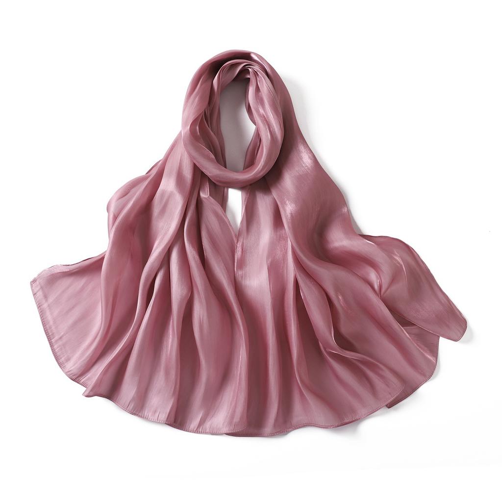 Neuer Sommer Glänzender Satin Damen Schal Mädchen Einfarbig Sonnenschutz Schals Weicher Foulard Schal Lässige Herbst Damen Wickelschals