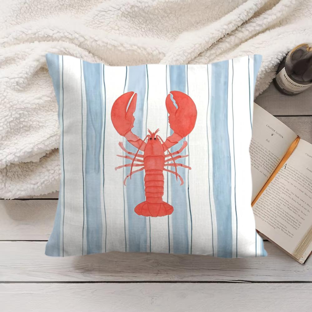 

Simple Striped Marine Animals Cushion Cover Silky Short Plush Invisible Zipper Dustproof Sofa Pillow Case For Home Decor 30x30cm