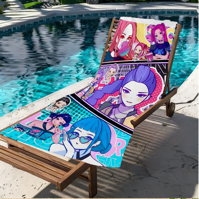 KPop Demon Hunters Print Beach Towel, Versatile Lightweight Absorbent Beach Towel for Pool Surf Yoga Bathroom, Perfect Birthday Holiday Gift