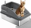 DUDULIFE Stainless Steel Large Cat Litter Easy To 20L Suitable for Multiple Includes Litter Mat Scoop Box, Semi-Sealed, Scatter-Proof, Leak-Proof,
