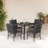 Vidaxl 5-Cz. Garden Furniture Set With Cushions, Black, Poly Rattan