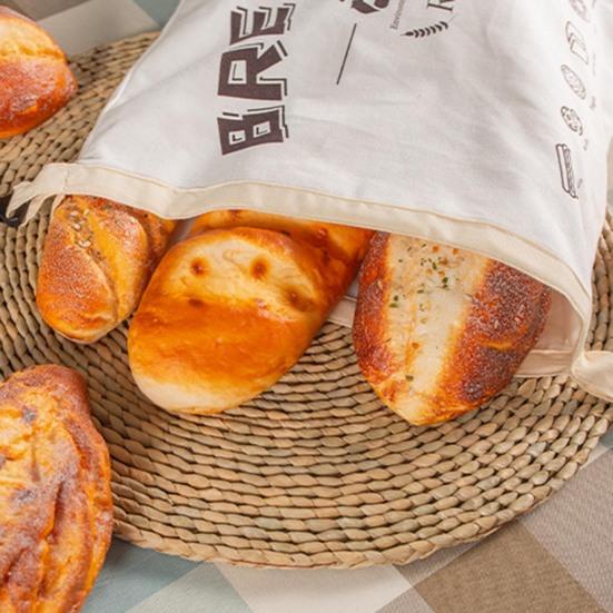 Cotton Bread Bag with TPU Lining And Buckle Design Storage Bag Keeps Bread Fresh Longer Reusable Keeper Bag for Store