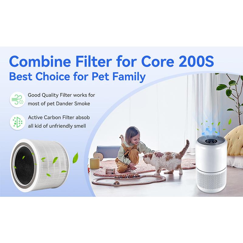 1Pcs/2pcs Replacement Filter Compatible with LEVOIT Core 200S Smart WiFi Air Purifier, Fit for Levoit Core 200s Replacement Filt