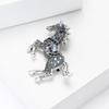 Casual Rhinestone Horse Brooches Classic Metal Badge Pin Zodiac Animal Lapel Pins  for Women