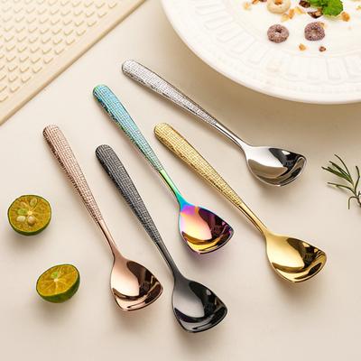 Edelstahl Gehämmert Textur Löffel Rutschfester Griff Suppenkelle Multifunktionaler Küchenlöffel für Restaurant Zuhause Essen