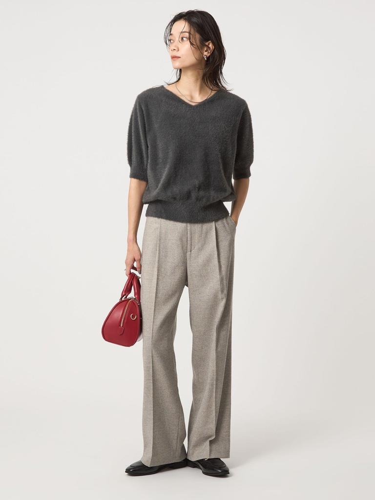 United Arrows Green Label Relaxing Fluff Feather 2-Way Short Sleeve Knit Pullover - Washable - 35181050416 0300 OFF WHITE(03) FREE