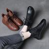 Leder Einzelstiefel handgenäht Barfußstiefel Freizeitschuhe Herbst und Winter neu Rindensehne weich besohlt kurze Stiefel