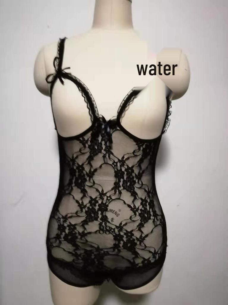European & American Lace Open Crotch See-through Sexy Lingerie Bodysuit