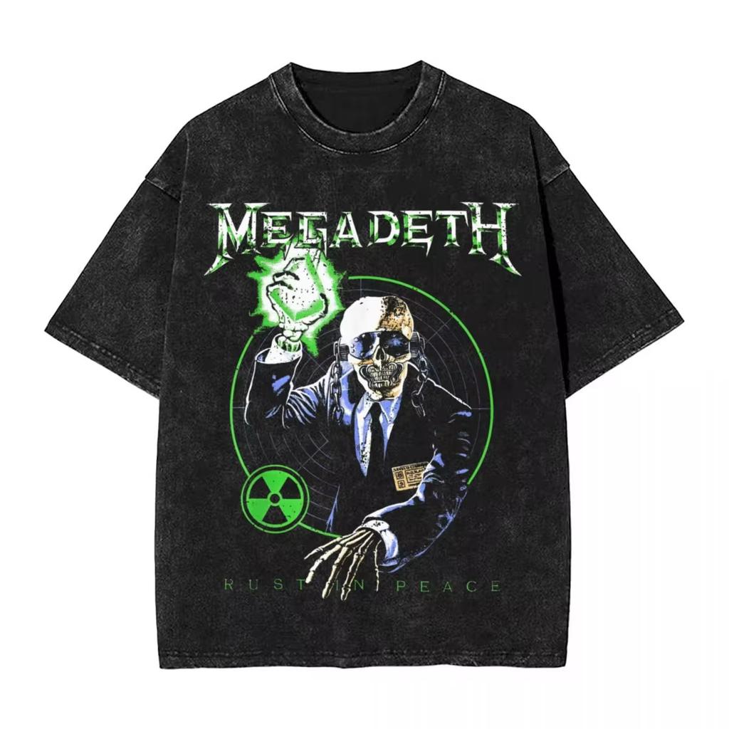 Rust In Peace Target Rock Washed T Shirts Streetwear Fashion T-Shirt Megadeths Tees Tops Men Women Graphic Printed