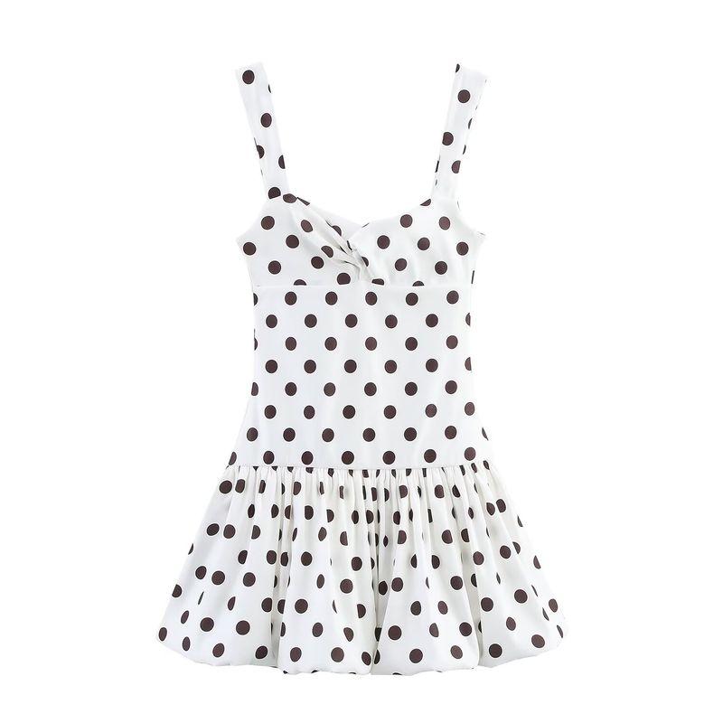 Kaslead New Women Clothes Western Style Balloon Version Polka Dot Print Romantic Short Dress 0085356 250